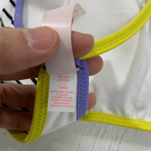 Victorias Secret Halter Bikini Top Womens M Medium Stripe Double Strap Padded - Picture 8 of 11